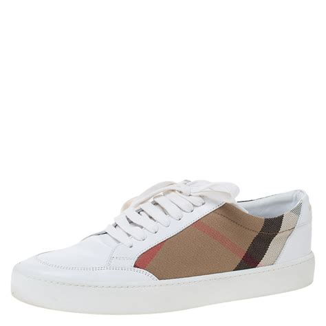 burberry white sneakers|burberry checked canvas sneakers.